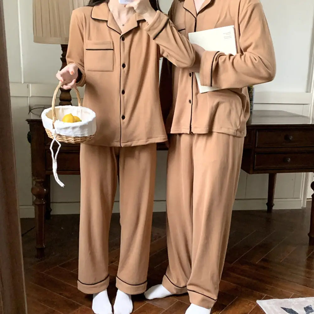 カップル パジャマ レディース 春秋 冬用 保温 ルームウェア 薄手 快適 メンズ 大きいサイズ 外出用 セット ID2680 写真通り / レディースＭ