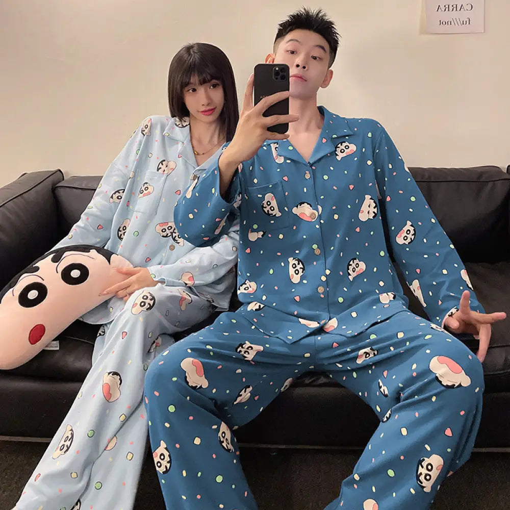 カップル パジャマ レディース 春秋用 長袖 長パンツ カートゥーン かわいい スヌーピー メンズ ルームウェア セットアップ ID3841 タイプ② / レディースＭ