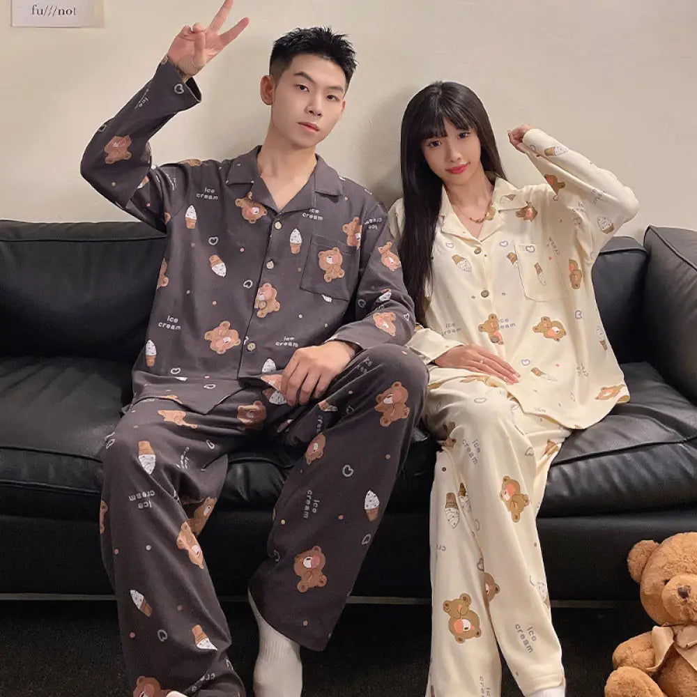 カップル パジャマ レディース 春秋用 長袖 長パンツ カートゥーン かわいい スヌーピー メンズ ルームウェア セットアップ ID3841 タイプ⑦ / レディースＭ