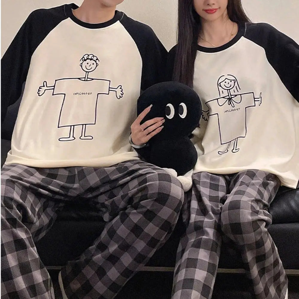 カップル パジャマ レディース 春秋用 長袖 長パンツ カートゥーン かわいい スヌーピー メンズ ルームウェア セットアップ ID3841 タイプ⑤ / レディースＭ