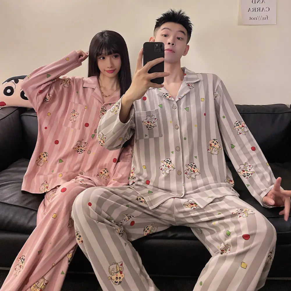 カップル パジャマ レディース 春秋用 長袖 長パンツ カートゥーン かわいい スヌーピー メンズ ルームウェア セットアップ ID3841 タイプ③ / レディースＭ