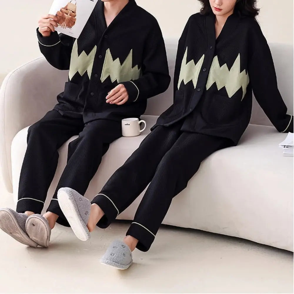 カップル パジャマ レディース 冬季 エアコットン 中綿 厚手 長袖 メンズ セットアップ カーディガン 和風 春秋 ルームウェア ID2622