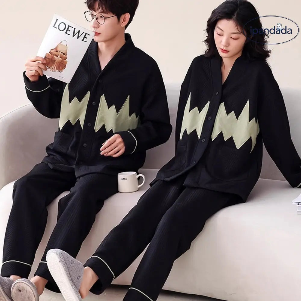 カップル パジャマ レディース 冬季 エアコットン 中綿 厚手 長袖 メンズ セットアップ カーディガン 和風 春秋 ルームウェア ID2622