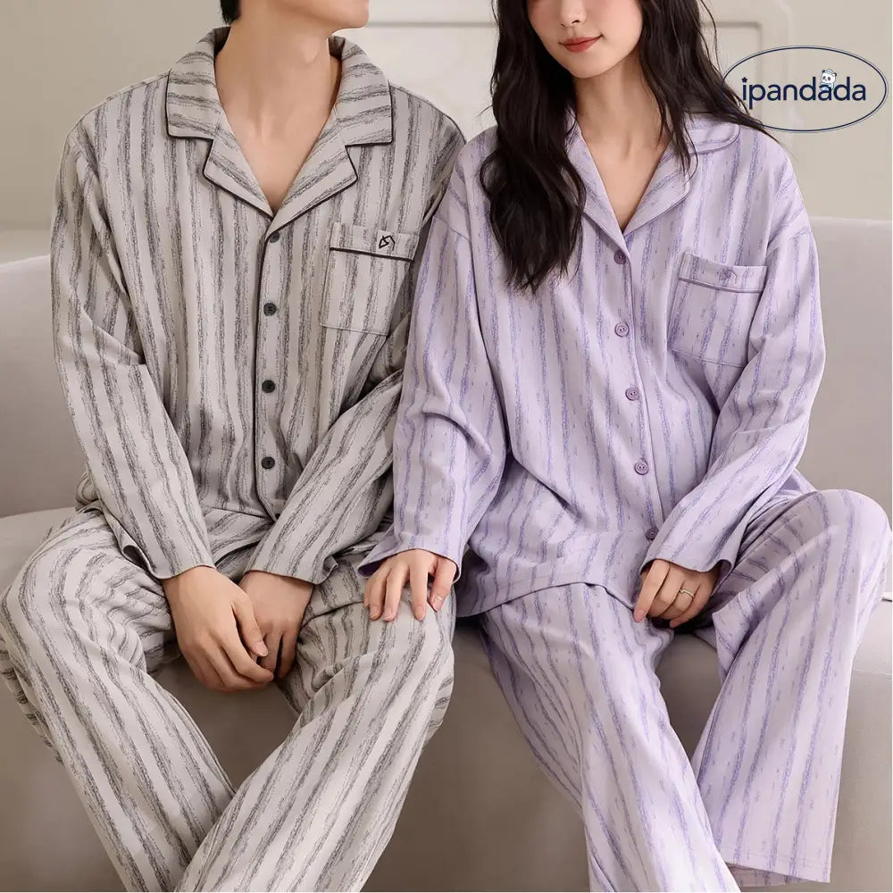 カップル パジャマ レディース コットン 長袖 長パンツ セット カジュアル メンズ レディース ルームウェア ID3808