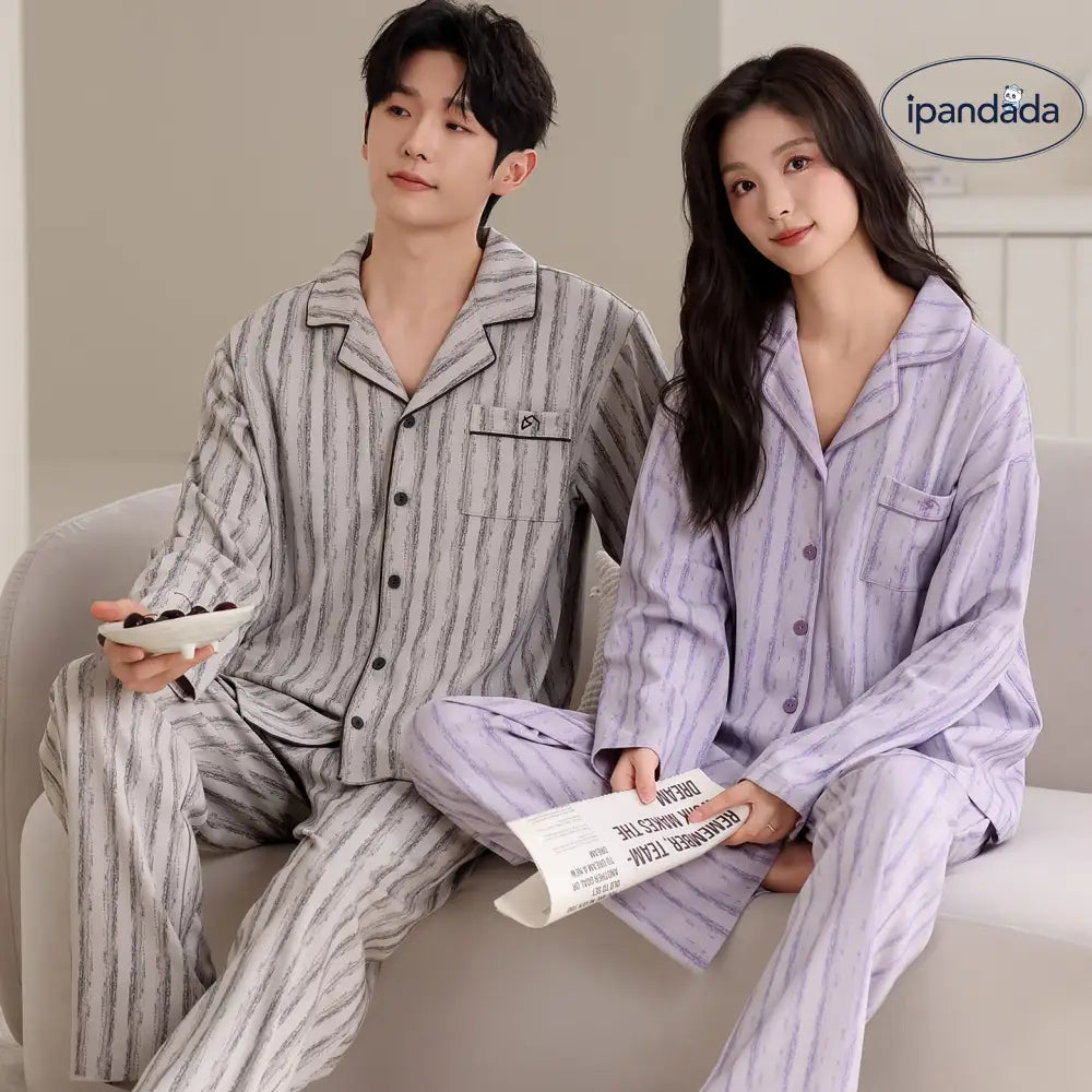 カップル パジャマ レディース コットン 長袖 長パンツ セット カジュアル メンズ レディース ルームウェア ID3808