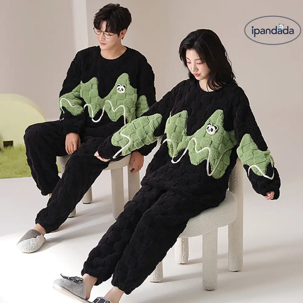 カップル パジャマ 秋冬 厚手 保温 おしゃれ ガールズスタイル セットアップ ID3776