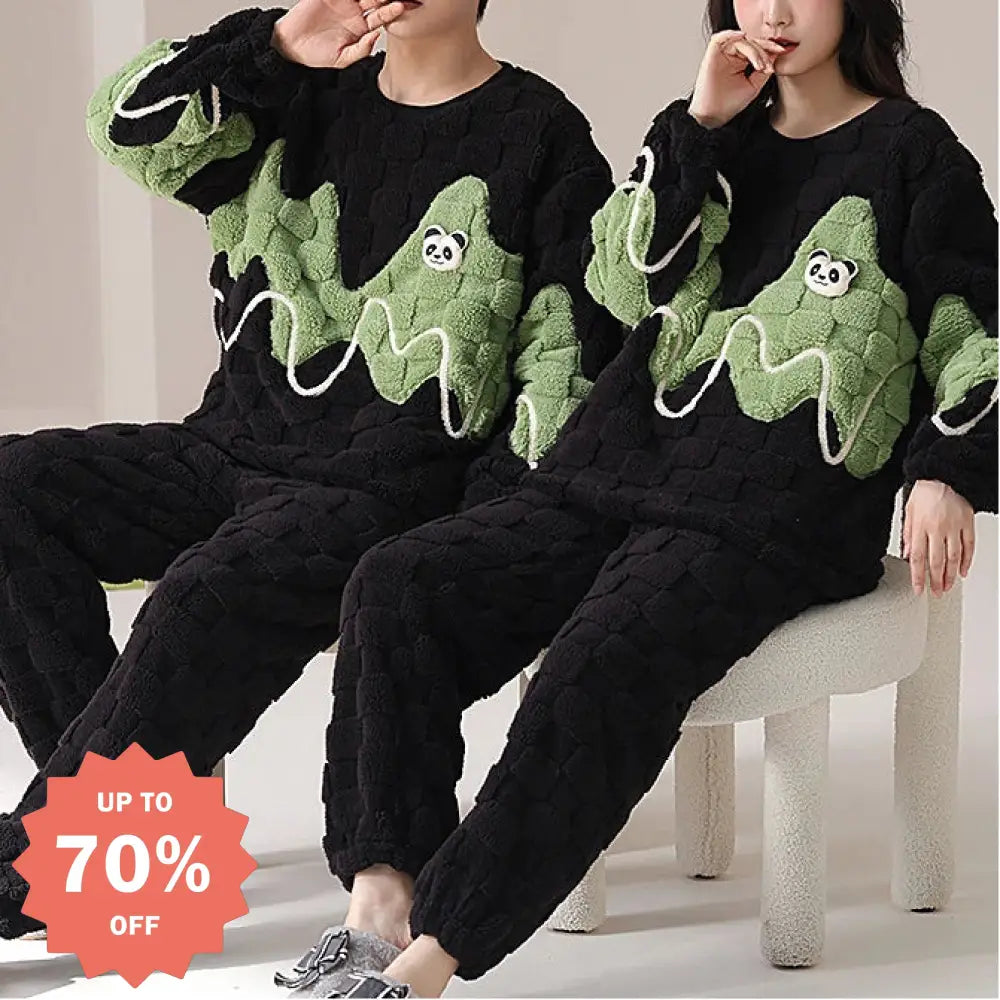 カップル パジャマ 秋冬 厚手 保温 おしゃれ ガールズスタイル セットアップ ID3776