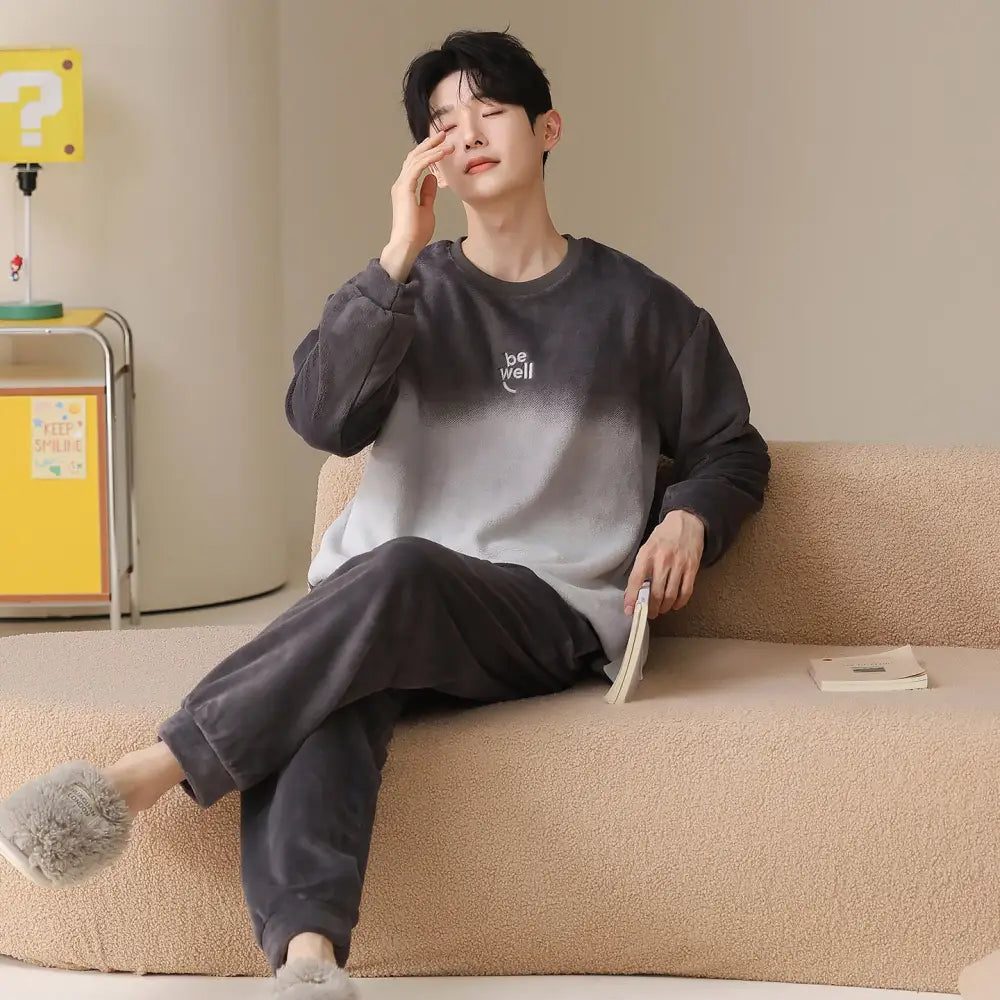 カップル パジャマ 秋冬 厚手 保温 おしゃれ ガールズスタイル セットアップ ID3776 タイプ④ / メンズL