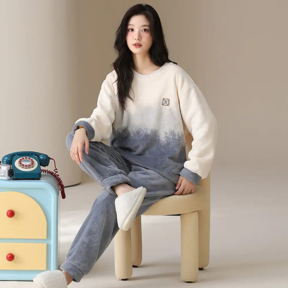 カップル パジャマ 秋冬 厚手 保温 おしゃれ ガールズスタイル セットアップ ID3776 タイプ⑤ / レディースＭ