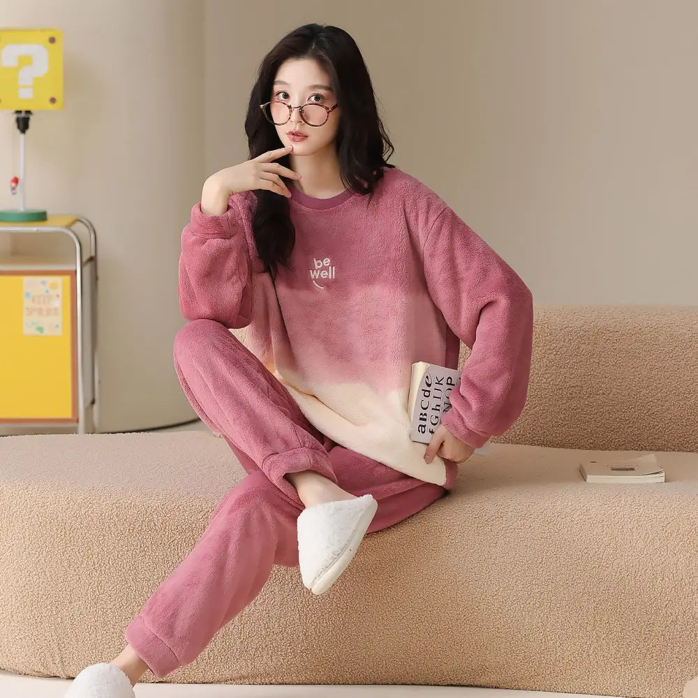 カップル パジャマ 秋冬 厚手 保温 おしゃれ ガールズスタイル セットアップ ID3776 タイプ④ / レディースＭ