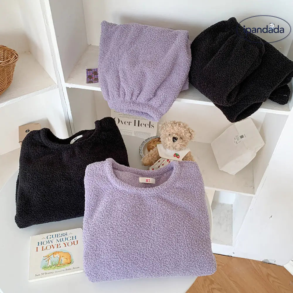 カップル パジャマ レディース 秋冬用 フリース 無地 フリース 可愛い 暖かい あったか 長袖 部屋着 厚手 コーラルフリース メンズ ルームウェア ID3671 コーディネート＞ペアルック