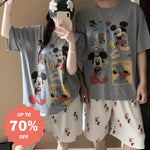 カップル パジャマ レディース 夏 半袖 綿 セット かわいい カートゥーン ミッキー メンズ プルオーバー ルームウェア 肌にやさしい 快適 ゆったり ID4717 - タイプ① / レディースＭ - コーディネート＞ペアルック