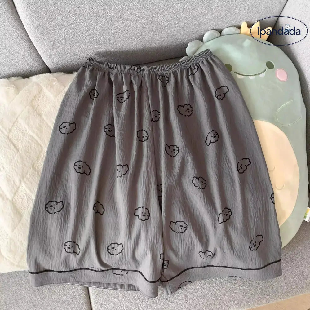 ID1546 カップル パジャマ レディース 夏用 薄手 コットン シアー 半袖 ショートパンツ 3点セット メンズ 可愛い カートゥーン 大きいサイズ ルームウェア