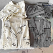 ID1546 カップル パジャマ レディース 夏用 薄手 コットン シアー 半袖 ショートパンツ 3点セット メンズ 可愛い カートゥーン 大きいサイズ ルームウェア