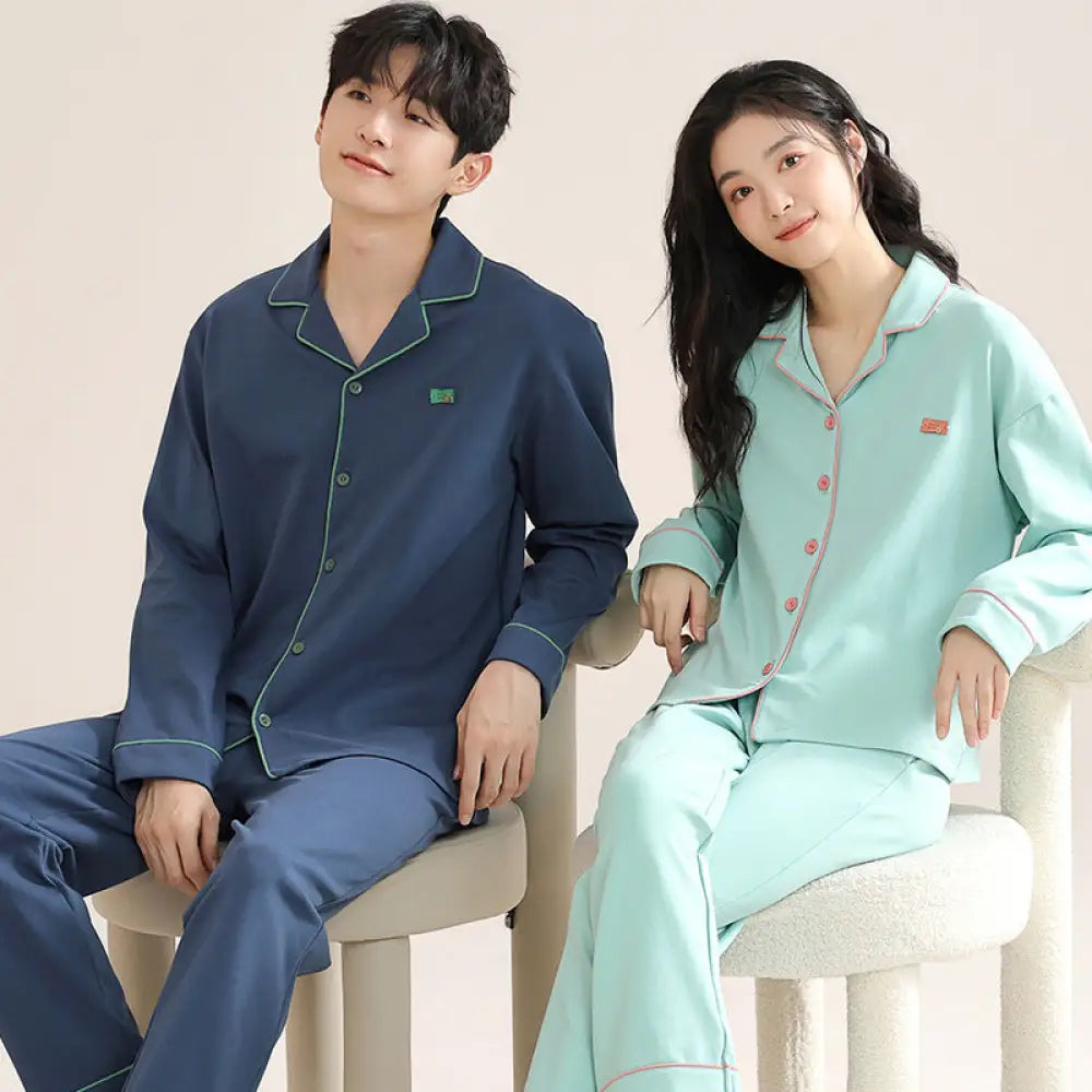 カップル パジャマ 長袖 長ズボン シンプル ゆったり カジュアル 大きめ ホームウェア セット ID4131 タイプ⑤ / レディースＭ