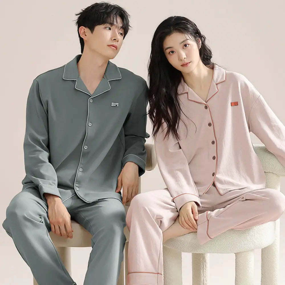 カップル パジャマ 長袖 長ズボン シンプル ゆったり カジュアル 大きめ ホームウェア セット ID4131 タイプ⑧ / レディースＭ