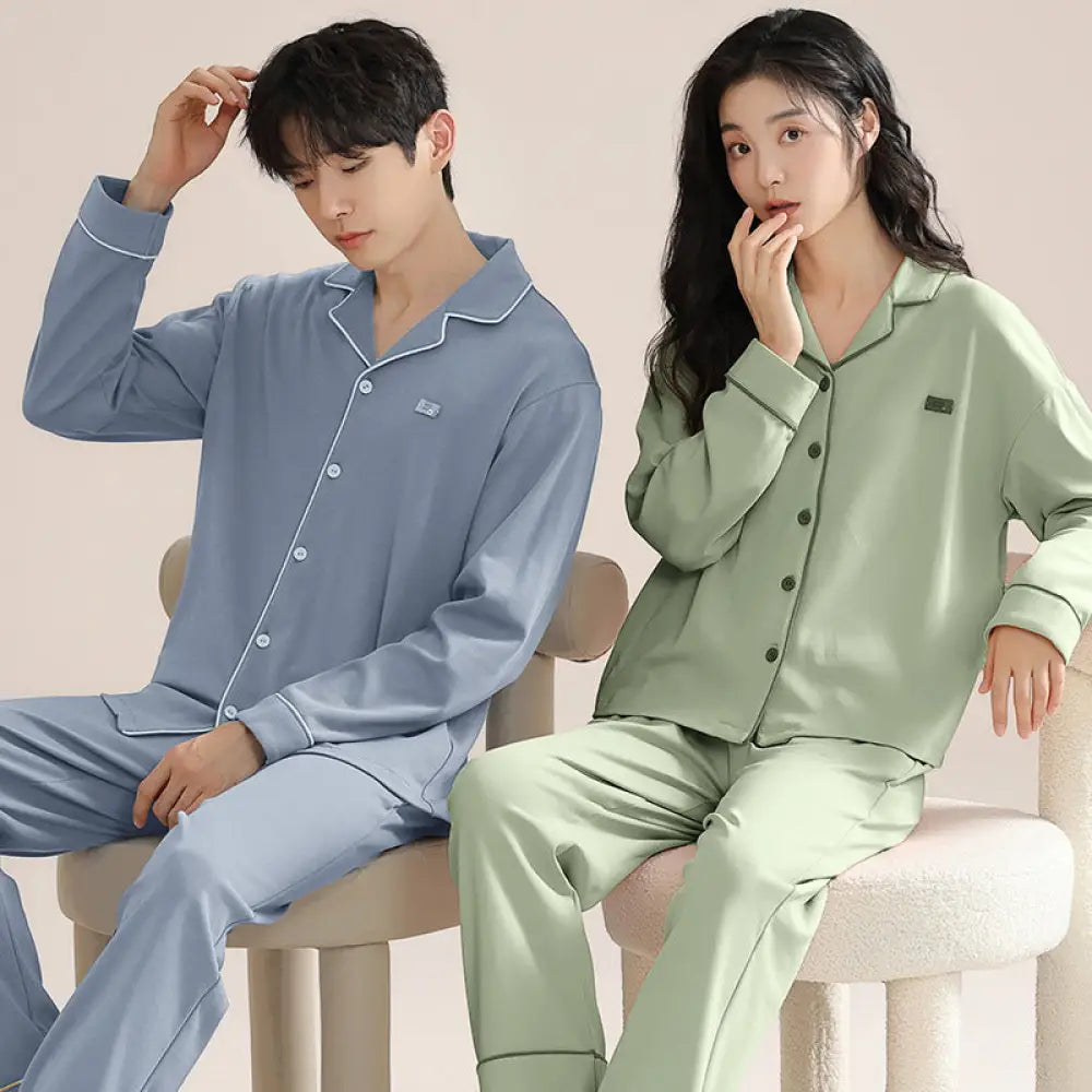カップル パジャマ 長袖 長ズボン シンプル ゆったり カジュアル 大きめ ホームウェア セット ID4131 タイプ⑦ / レディースＭ