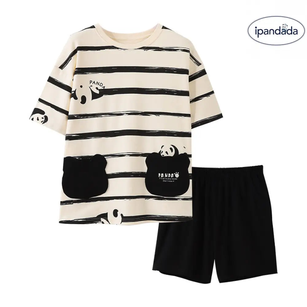 ID1101 カップル パジャマセット 綿100% 夏用 半袖 ショートパンツ 男女兼用 おしゃれ 外出着可 キャラクター ルームウェア カップル＞セットアップ