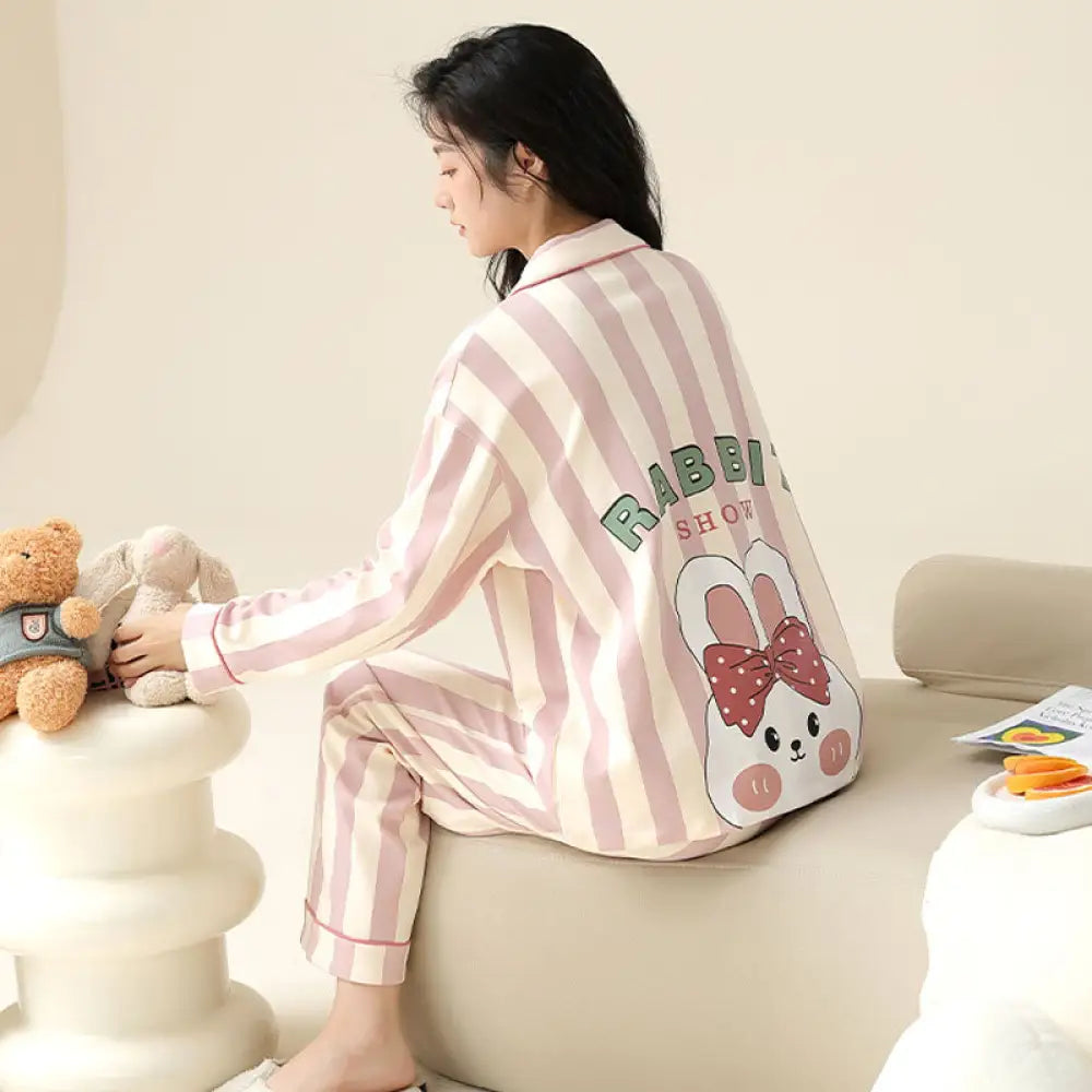 カップル ペア セット パジャマ 秋 可愛い クマ うさぎ ペア ルームウェア 結婚祝い パジャマ おそろい メンズ レディース 春 プレゼント ピンク / レディースＭ カップル＞セットアップ