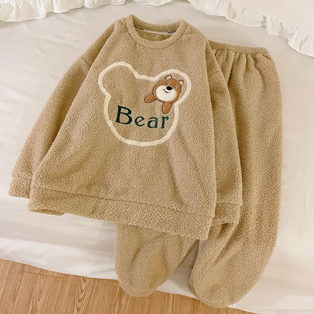 カップル用 フリース パジャマ レディース 冬 熊猫 大きいサイズ メンズ コーラル フリース 保温 ルームウェア セット ID2910 タイプ③ / レディースＭ