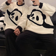 カップル用 フリース パジャマ レディース メンズ 冬 ふわふわ パンダ 大きいサイズ メンズ コーラル フリース 保温 ルームウェア セット 部屋着 ID2910 コーディネート＞ペアルック