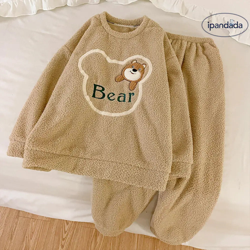 カップル用 フリース パジャマ レディース 冬 熊猫 大きいサイズ メンズ コーラル フリース 保温 ルームウェア セット ID2910