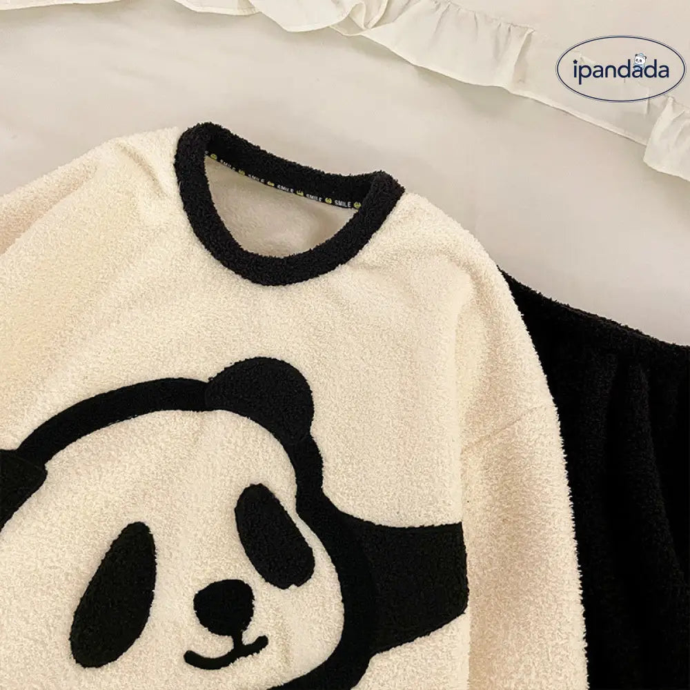 カップル用 フリース パジャマ レディース 冬 熊猫 大きいサイズ メンズ コーラル フリース 保温 ルームウェア セット ID2910