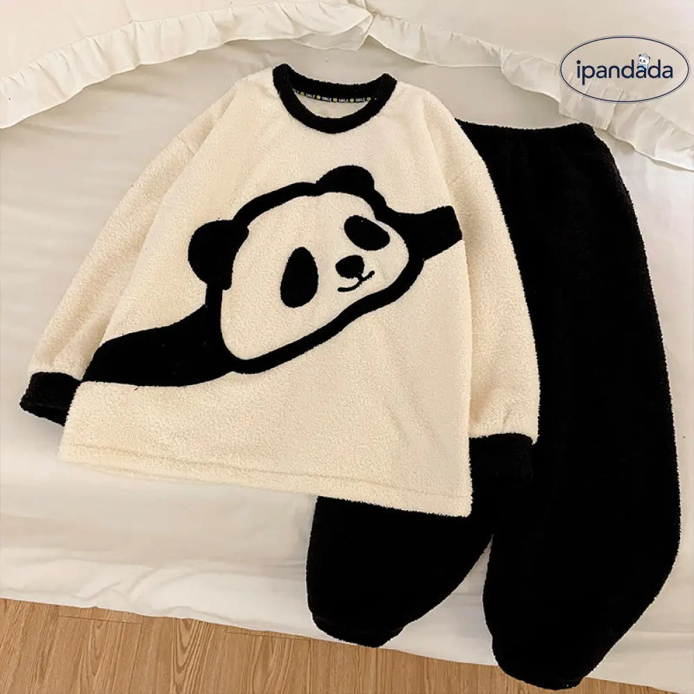 カップル用 フリース パジャマ レディース 冬 熊猫 大きいサイズ メンズ コーラル フリース 保温 ルームウェア セット ID2910