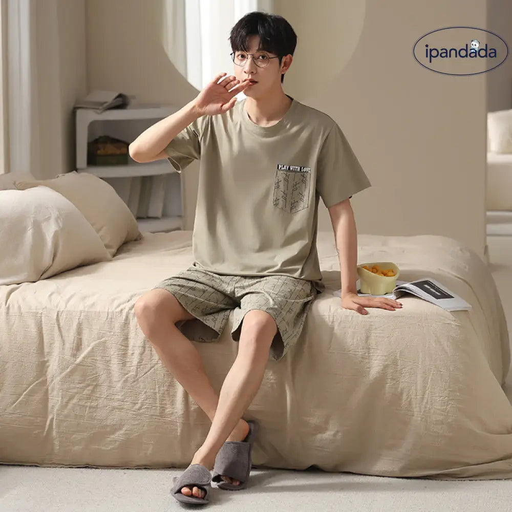 ID1730 カップル用 モダール ひんやりパジャマ レディース 胸当て付きストラップワンピース＆ メンズ 半袖シャツ 韓国風 セクシー可愛い 涼感 家居着