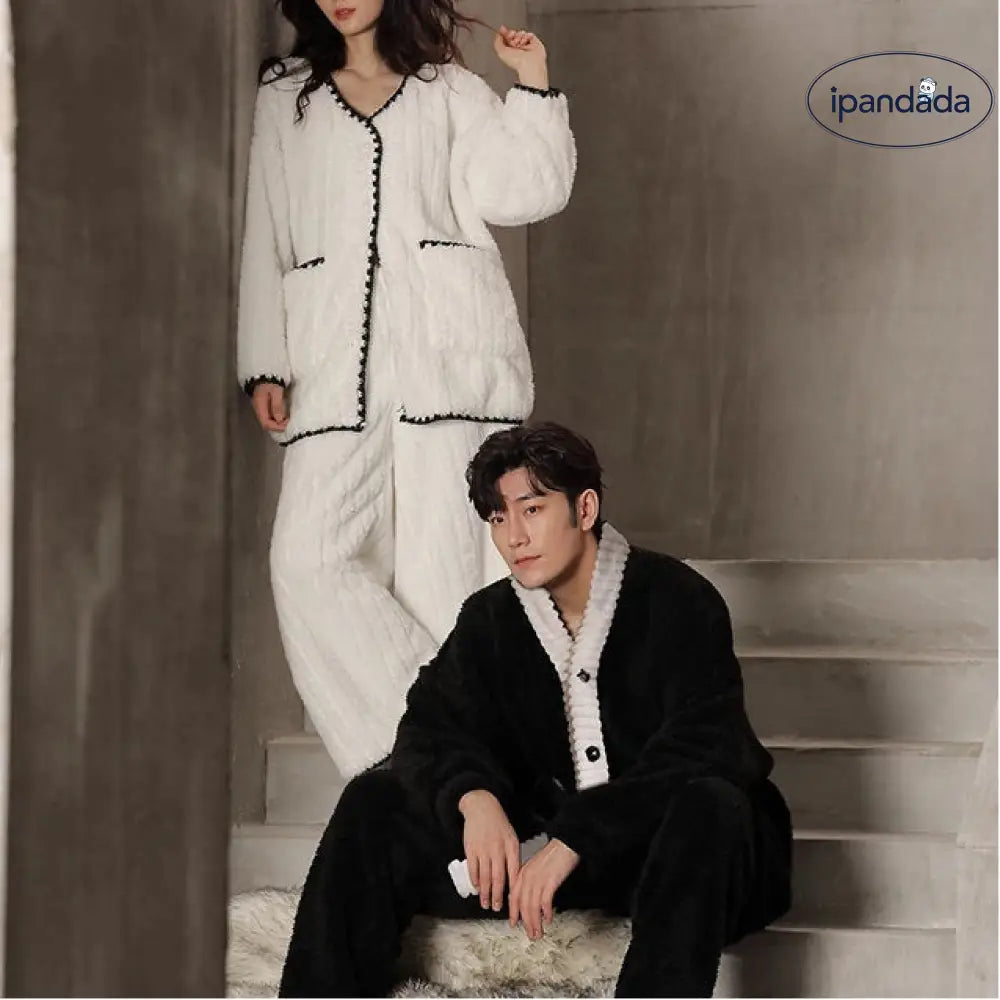 カップル用 パジャマ レディース 冬 新作 カーディガン 長袖 サンゴフリース 厚手 保温 メンズ ジュニア ルームウェア ID3711