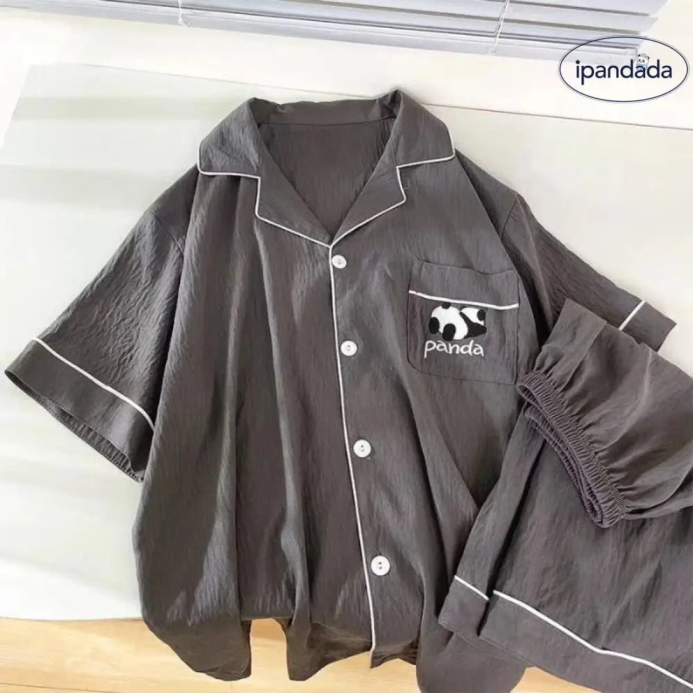 ID1663 カップル用 夏用 クラウドコットン パジャマセット メンズ＆レディース 半袖カーディガン シンプル 学生向け ゆったりサイズ