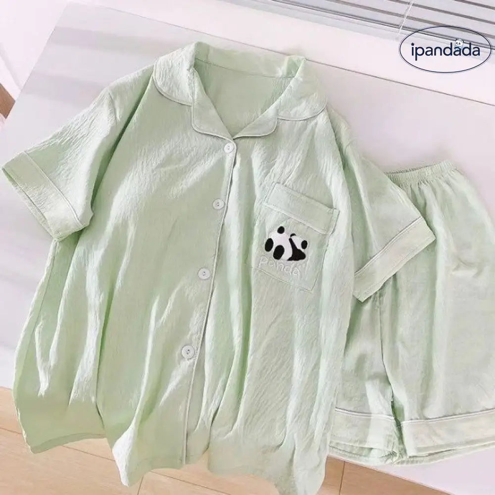 ID1663 カップル用 夏用 クラウドコットン パジャマセット メンズ＆レディース 半袖カーディガン シンプル 学生向け ゆったりサイズ