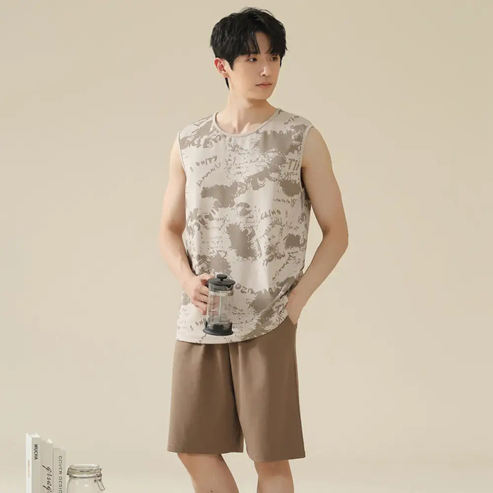 ID1071 カップル用 胸当て付き パジャマセット 夏用 レトロ風 ノースリーブワンピース＆ルームウェア おそろいコーデ カップル＞セットアップ