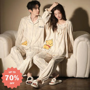 カップルパジャマ プーさん パジャマ セット 長袖 トップス&ボトムス ルームウェア 部屋着 カジュアル 柔らか 可愛い 春 秋 ゆったり 男女兼用 プレゼント ID4061
