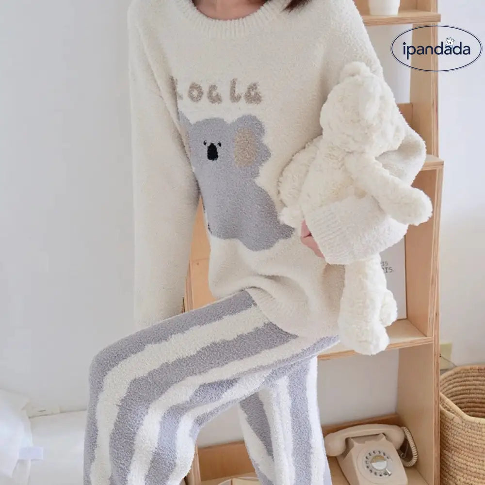 カートゥーン かわいい パジャマ レディース 保温 ハーフフリース 秋冬用 サンゴフリース 外出可能 部屋着 セットアップ ID2544