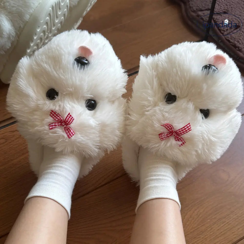 カートゥーン 小狗 ルーム コットン スリッパ 保温 防滑 フワフワ ファー ドレッド ウィンタールームウェア レディース 秋冬 シューズ ID3215