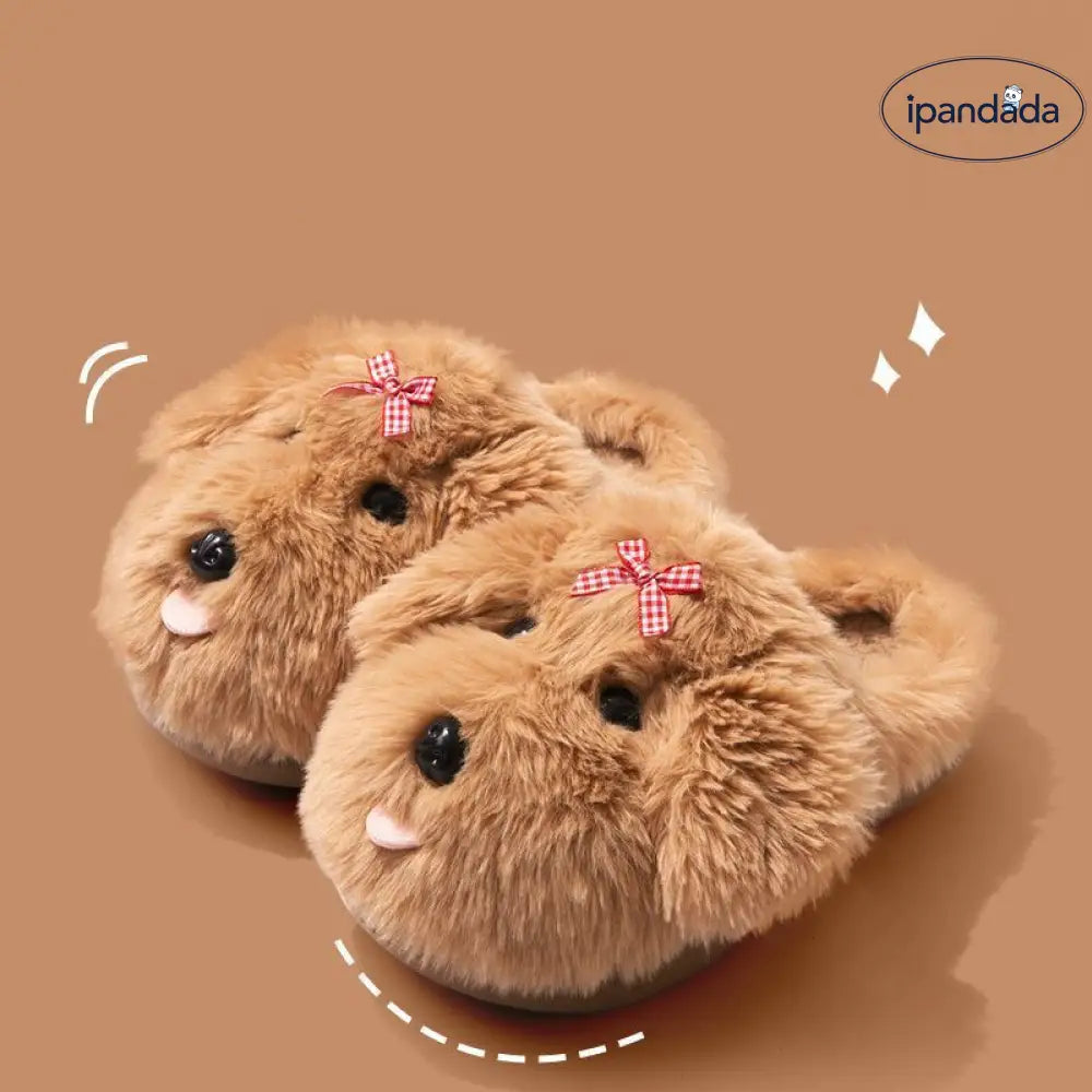 カートゥーン 小狗 ルーム コットン スリッパ 保温 防滑 フワフワ ファー ドレッド ウィンタールームウェア レディース 秋冬 シューズ ID3215