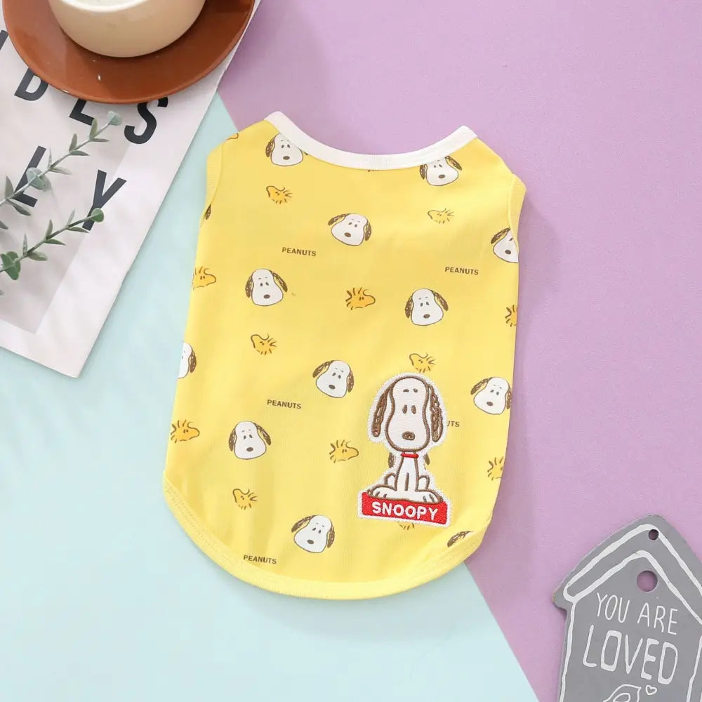 カートゥーン 袖なし 犬の服 犬 刺繍 ペット用 ペットの服 犬の服 ペットの服 ドッグウェア おしゃれ いぬ 服 小型犬 ID4269 イエロー / XS ペット用品＞ウェア