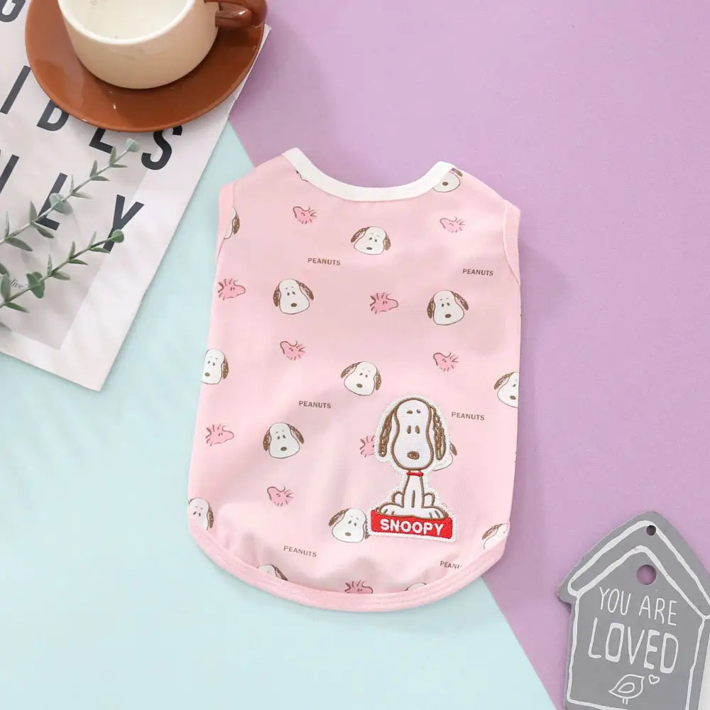 カートゥーン 袖なし 犬の服 犬 刺繍 ペット用 ペットの服 犬の服 ペットの服 ドッグウェア おしゃれ いぬ 服 小型犬 ID4269 ピンク / XS ペット用品＞ウェア