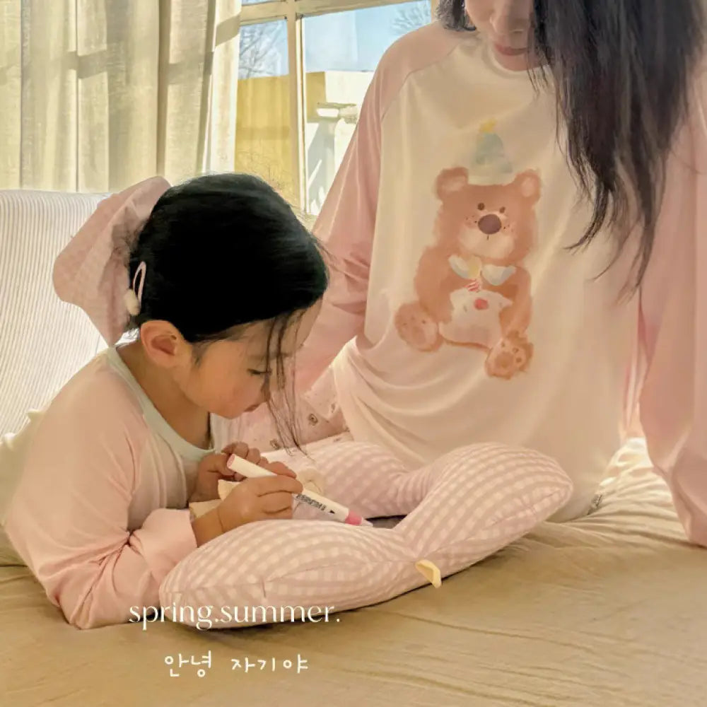 ID478 カートーン 親子パジャマ ルームウェア セット 春 秋 男女兼用 セット 柔らか かわいい 綿感 ルームウェア タイプ③ / 90cm ベビー＆キッズ＞キッズ