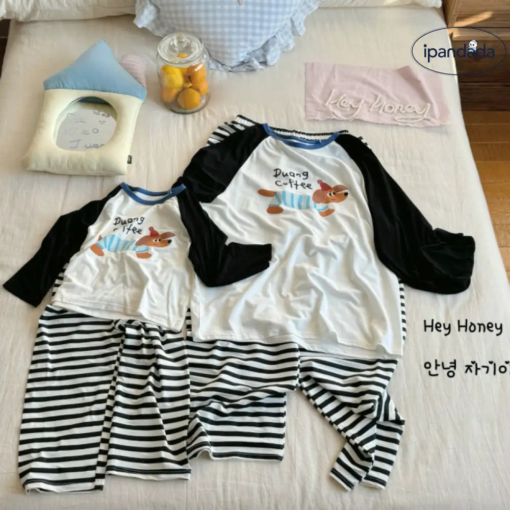 ID478 カートーン 親子パジャマ ルームウェア セット 春 秋 男女兼用 セット 柔らか かわいい 綿感 ルームウェア タイプ⑤ / 90cm ベビー＆キッズ＞キッズ