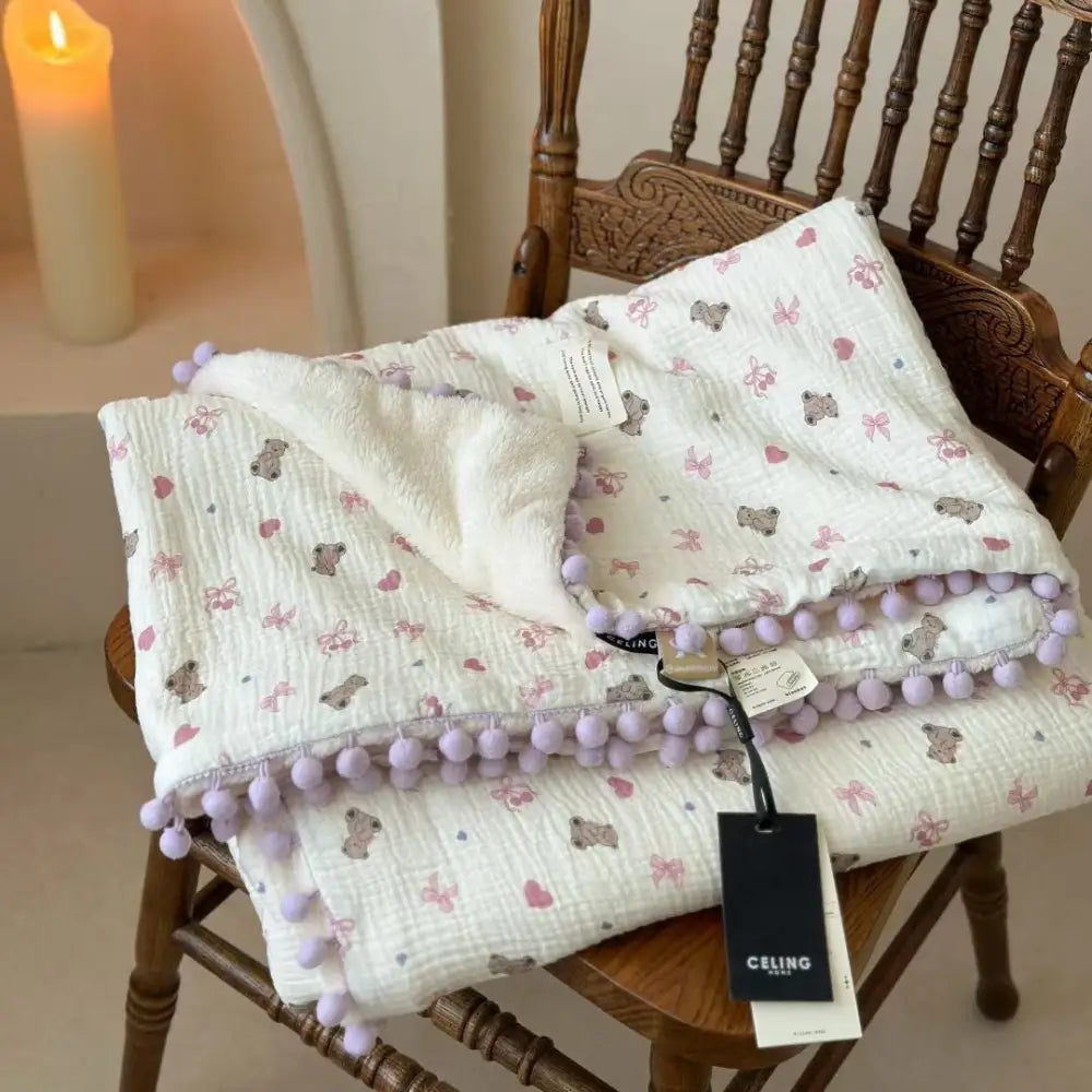 かわいい ボールボール ガーゼ フリース 小さな 毛布 ベビー 移動用 毛布 オフィス 保温 冬季 フリース ID3220 タイプ⑨ / 120*150cm