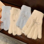 かわいい 分指付き ふわふわ 手袋 女性用 秋冬 シーズン 厚手 保温 学生用 アウトドア 自転車用 トレンディ ID2591