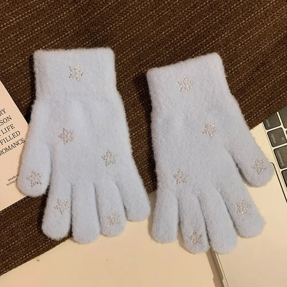 かわいい 分指付き ふわふわ 手袋 女性用 秋冬 シーズン 厚手 保温 学生用 アウトドア 自転車用 トレンディ ID2591 タイプ① / フリー