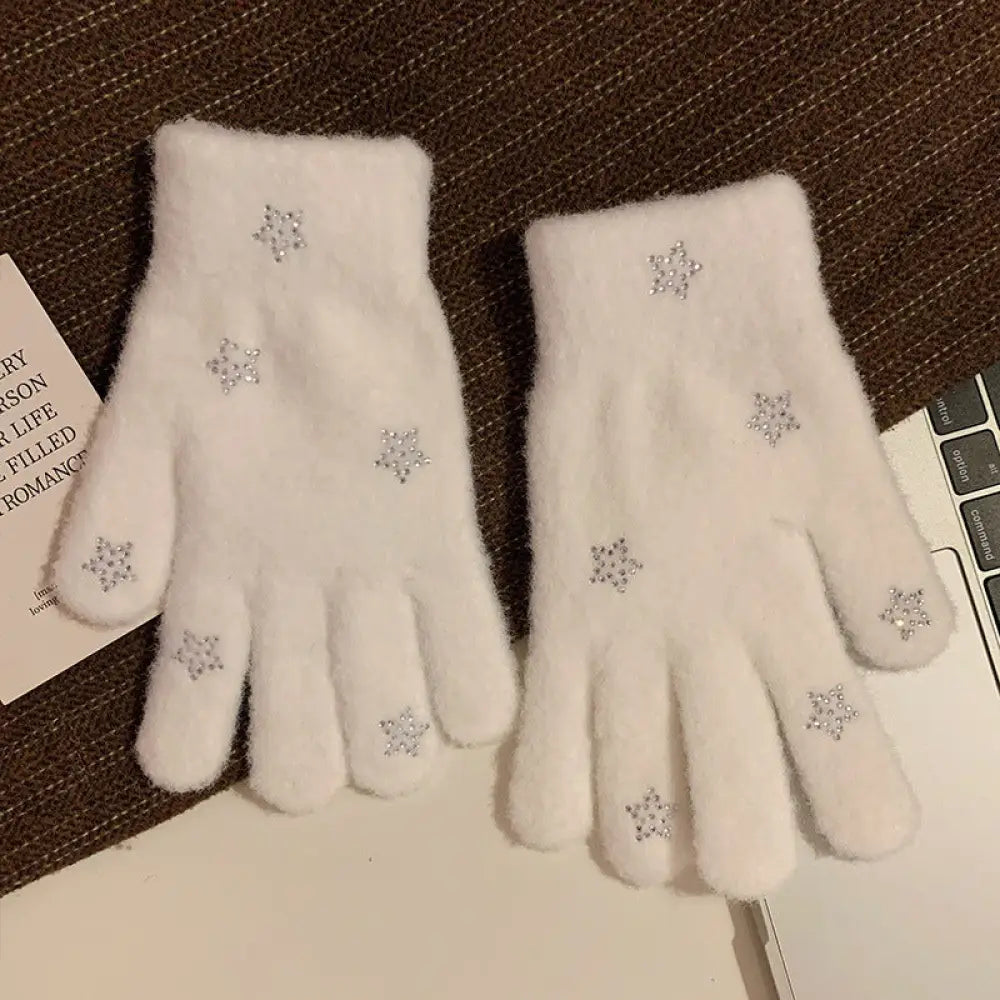 かわいい 分指付き ふわふわ 手袋 女性用 秋冬 シーズン 厚手 保温 学生用 アウトドア 自転車用 トレンディ ID2591 タイプ② / フリー