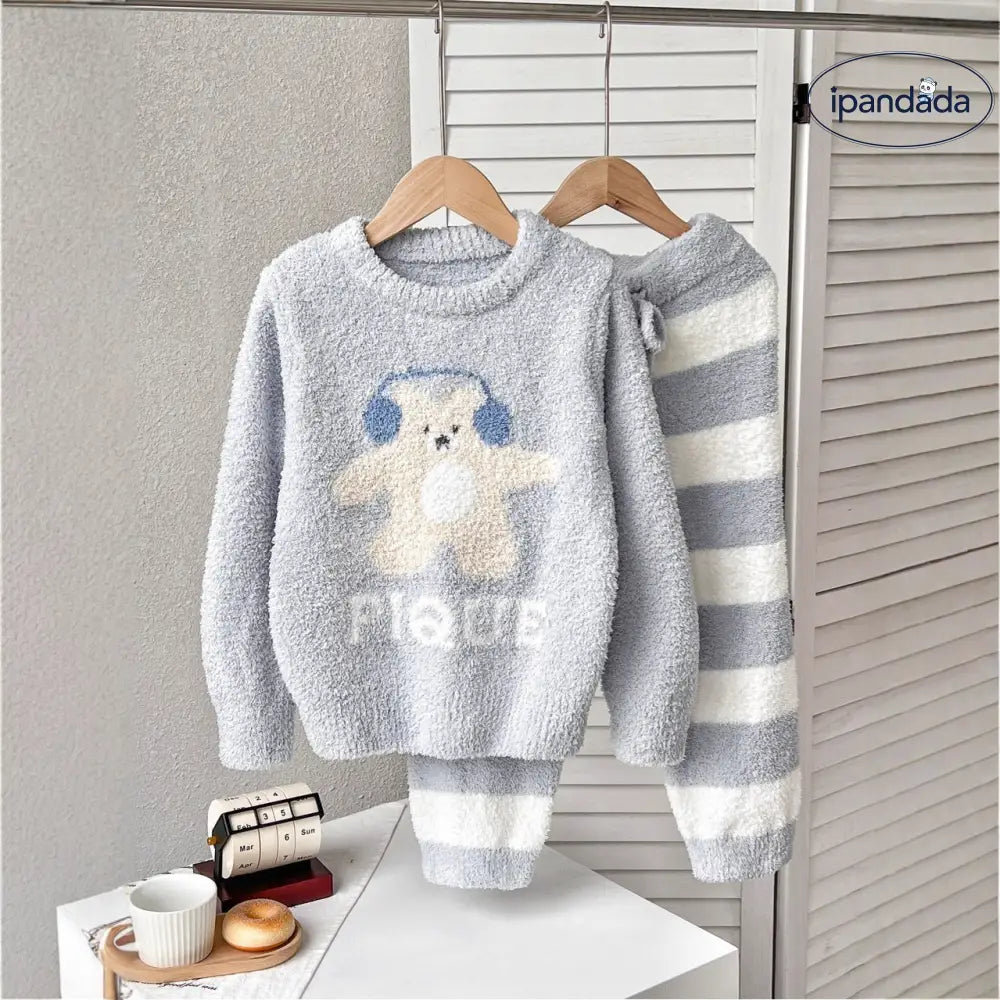 かわいい フリース 子供 男女兼用 ホームウェア パジャマ セットアップ 暖かい 柔らかい 保温 快適 おしゃれ ルームウェア 自宅用 リラックス 着心地 ナチュラル ゆったり ファミリー キッズ ジュニア ベビー ID2928