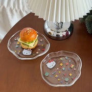 かわいい カートゥーン ガラス プレート 骨抜き皿 シンプル 食器 ガラス皿 ガラス製 ガラス食器 おしゃれ hello kitty クリスマスプレゼント ID3612 インテリア雑貨＞その他