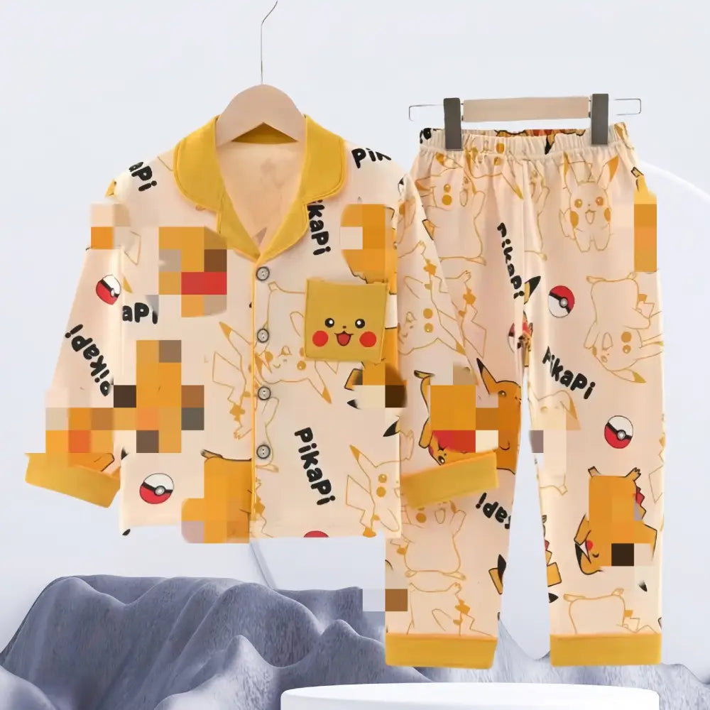 かわいい コットン キッズパジャマ 長袖 トップス ボトムス 2点セット 子ども用 ホームウェア 春 秋 綿100% かわいい キャラクター デザイン ID4018 タイプ⑦ / 90cm ベビー＆キッズ＞キッズ