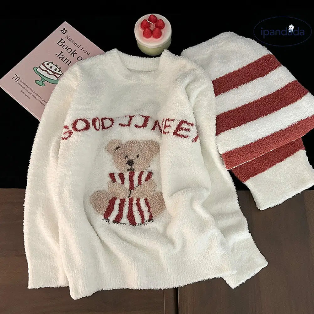 かわいい くま 珊瑚フリース パジャマ レディース 春秋冬 厚手 フリース裏起毛 保温 フリース ホームウェア 暖かい 柔らかい 快適 おしゃれ ルームウェア ID3013 レディース＞セットアップ