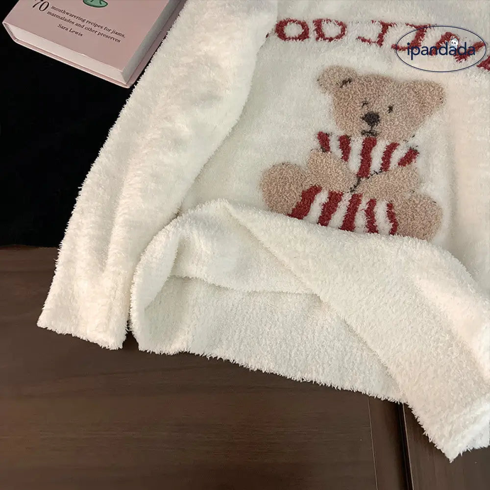 かわいい くま 珊瑚フリース パジャマ レディース 春秋冬 厚手 フリース裏起毛 保温 フリース ホームウェア 暖かい 柔らかい 快適 おしゃれ ルームウェア ID3013 レディース＞セットアップ